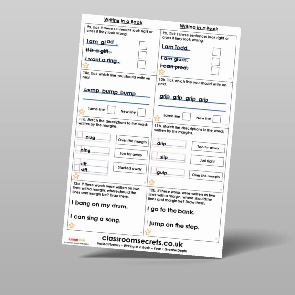 An image of the Free Writing in a Book Varied Fluency Resource