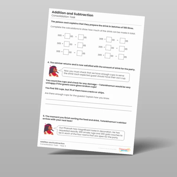 An image of the Addition and Subtraction Consolidation Task Resource
