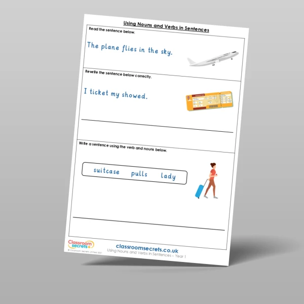 An image of the Using Nouns and Verbs in Sentences Mixed Activity Resource