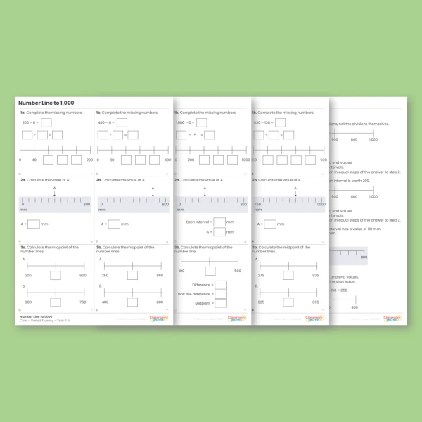 Year 4 Number Line to 1,000 Place Value Varied Fluency