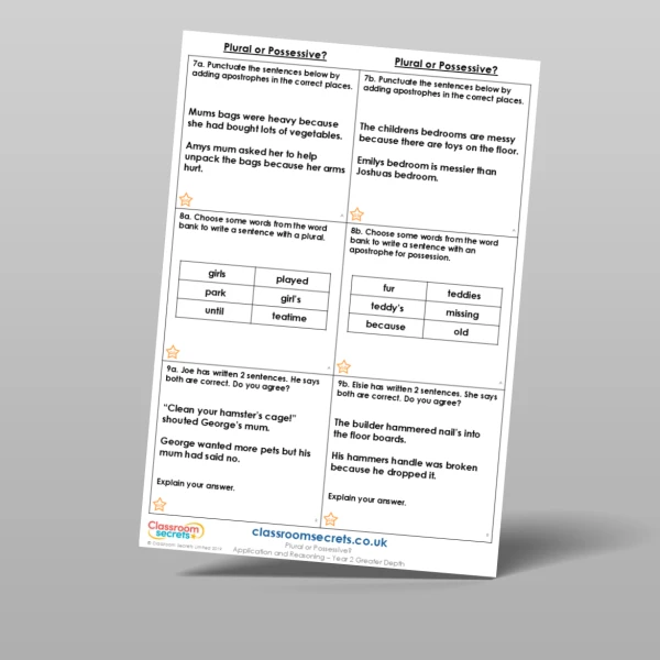 An image of the Plural or Possessive? Application and Reasoning Resource