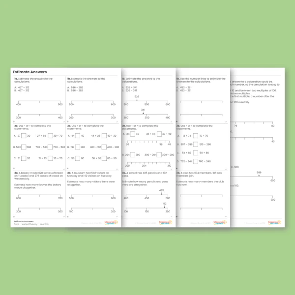 Year 3 Estimate Answers Addition and Subtraction Varied Fluency