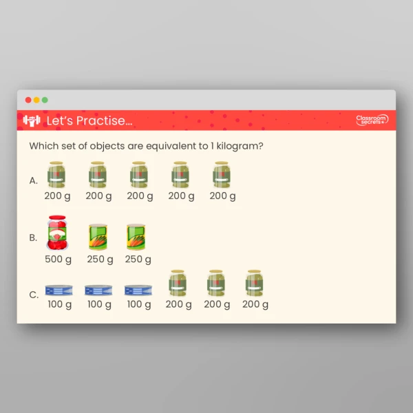 An image of the Equivalent Masses (Kilograms and Grams) Teaching PPT Resource