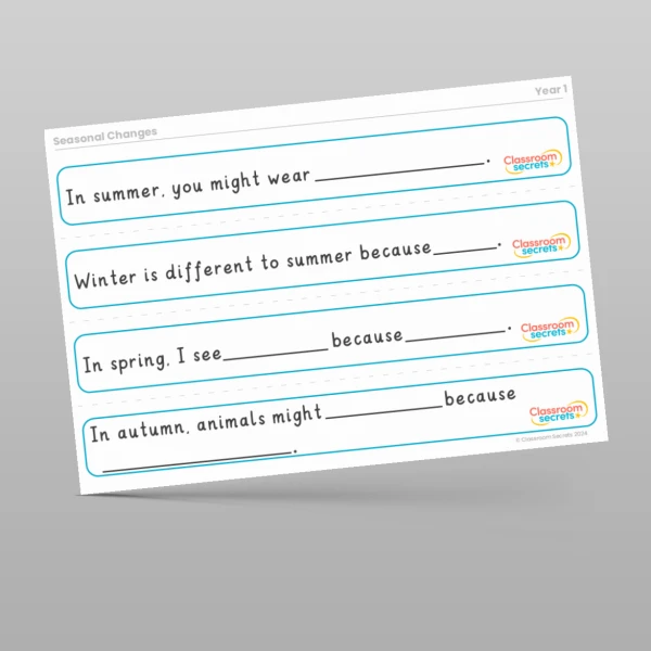 An image of the Seasonal Changes Stem Sentences Resource