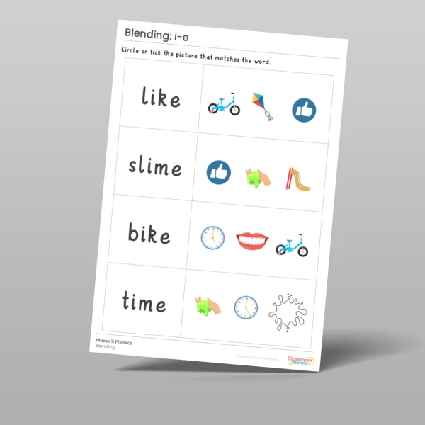 An image of the Phonics Blending Activities: i-e Resource