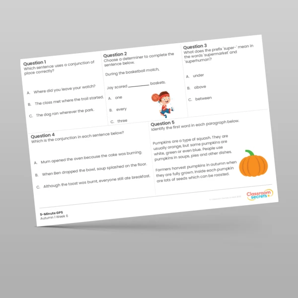 An image of the 5-Minute GPS Autumn 1 Week 6 Resource