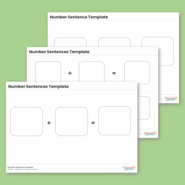 An image of the Number Sentences Templates Resource