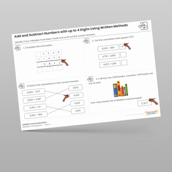 An image of the Addition and Subtraction Mistake Investigators Resource
