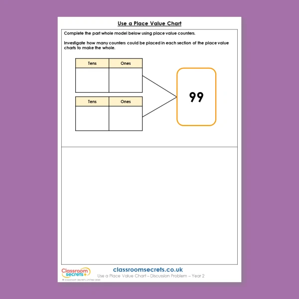 Year 2 Use a Place Value Chart Deeper Reasoning Discussion Problem