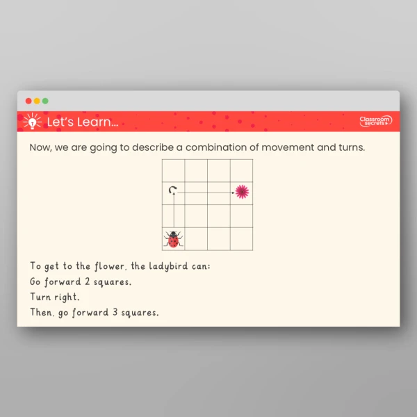 An image of the Describe Movement and Turns Teaching PPT Resource
