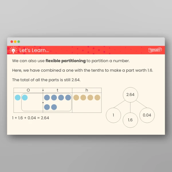 An image of the Flexibly Partition Decimals Teaching PPT Resource