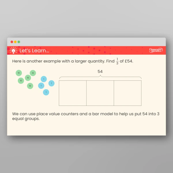 An image of the Calculate a Fraction of a Quantity Teaching PPT Resource