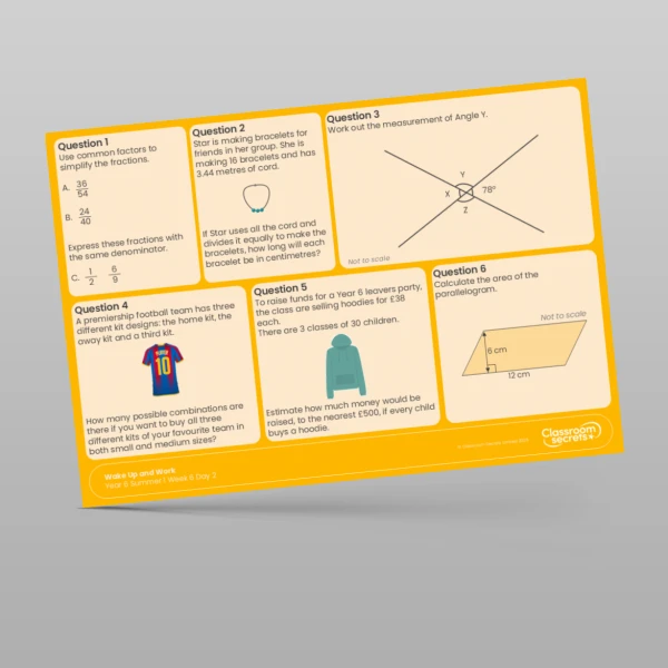 An image of the Summer 1 Week 6 Wake Up and Work Resource