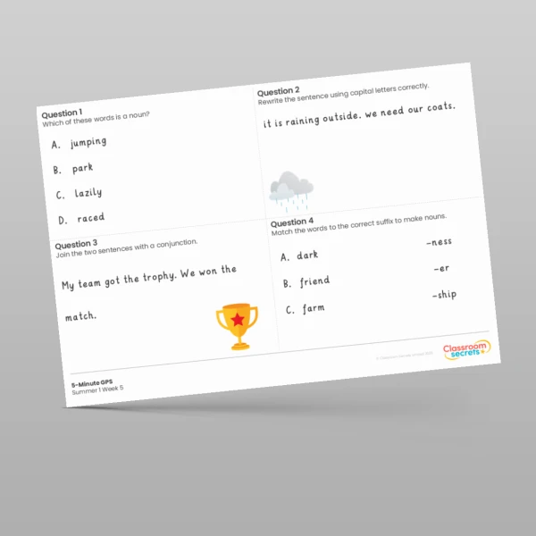 An image of the 5-Minute GPS Summer 1 Week 5 Resource