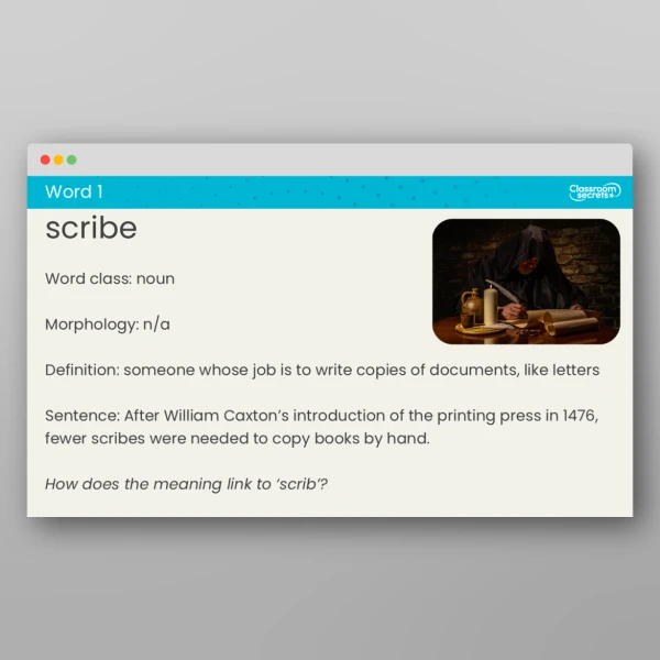 An image of the Summer 1 Week 5 Spelling - S62 Pack 2 - Latin roots: 'scrib' Resource