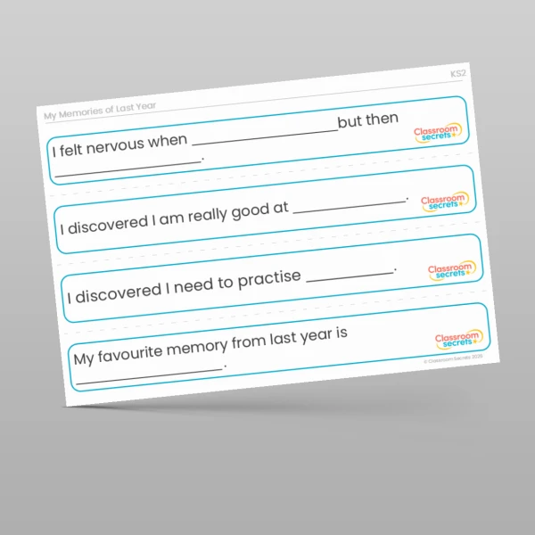 An image of the Memories of Last Year Stem Sentences Resource