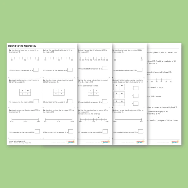 Year 4 Round to the Nearest 10 Varied Fluency