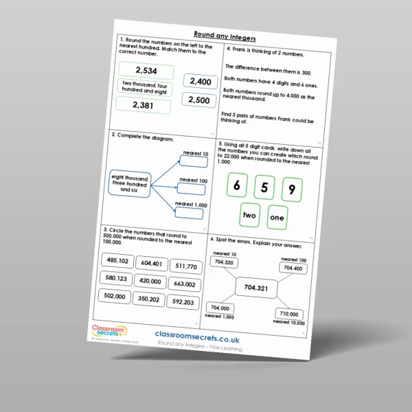 An image of the Round any Integers Prior Learning Resource