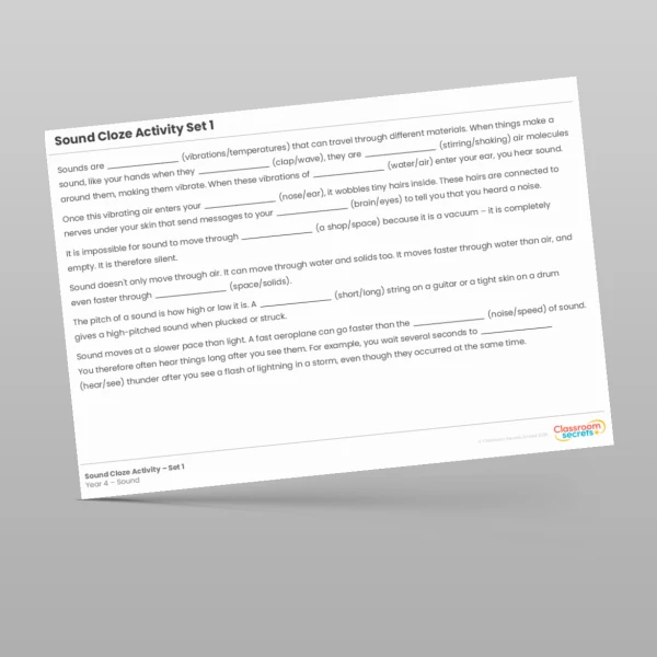 An image of the Sound Cloze Activity Resource