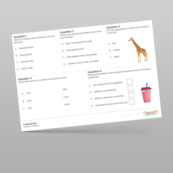 An image of the 5-Minute GPS Autumn 1 Week 3 Resource