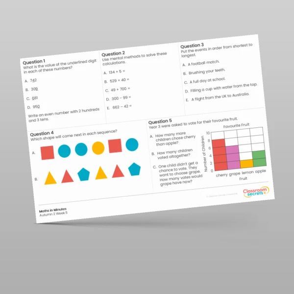 An image of the Autumn 2 Week 5 Maths in Minutes Resource