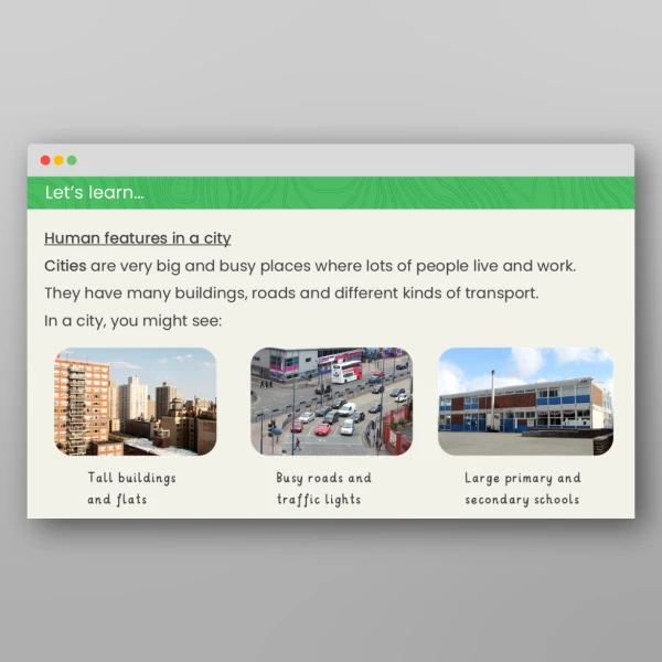 An image of the What are the Human Features in my Area? Geography PPT Resource