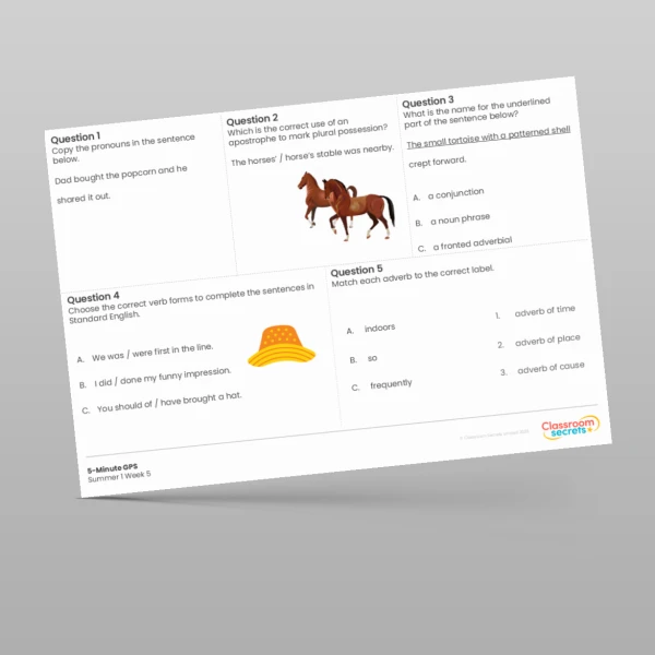 An image of the 5-Minute GPS Summer 1 Week 5 Resource