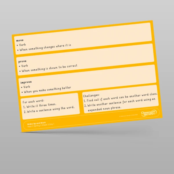 An image of the Spring 2 Week 3 Wake Up and Work Resource