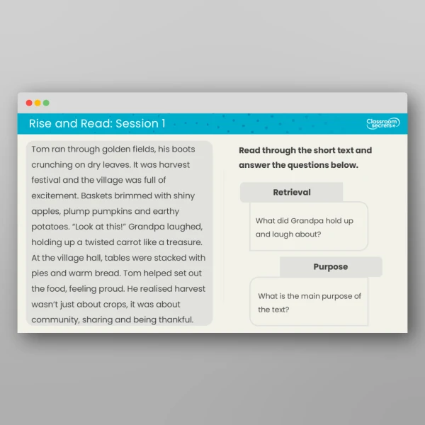 An image of the Rise and Read Harvest Resource