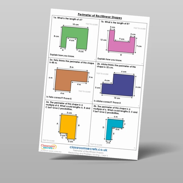 An image of the Perimeter of Rectilinear Shapes Reasoning and Problem Solving Resource