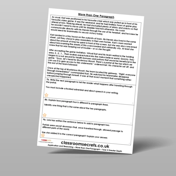 An image of the More than One Paragraph Application and Reasoning Resource