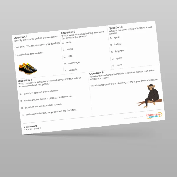An image of the 5-Minute GPS Summer 1 Week 2 Resource