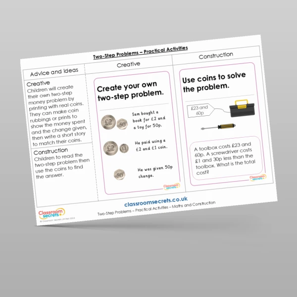 An image of the Two-Step Problems Practical Activities Resource