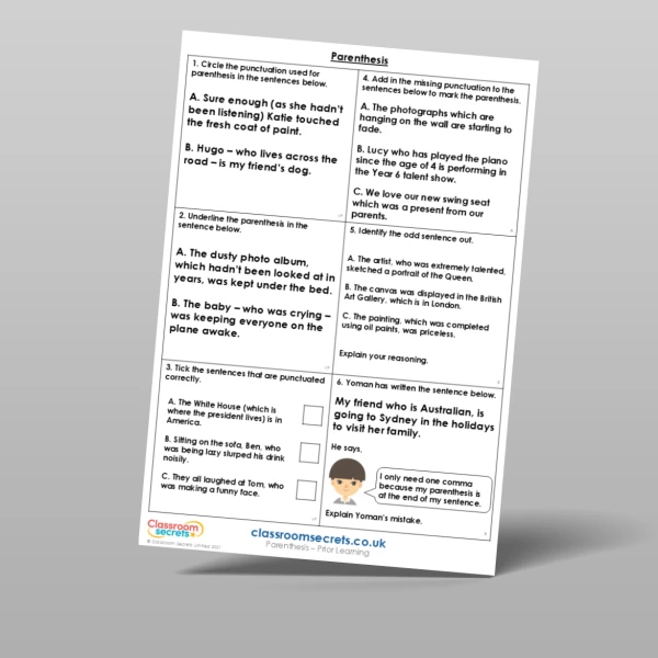 An image of the Parenthesis Prior Learning Resource