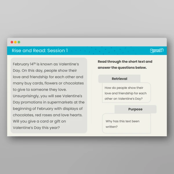 An image of the Rise and Read Valentine's Day Resource