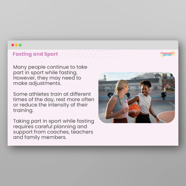 An image of the Fasting in Sport Teaching PPT Resource