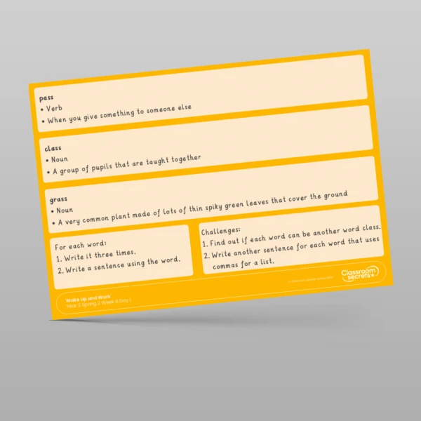 An image of the Spring 2 Week 6 Wake Up and Work Resource