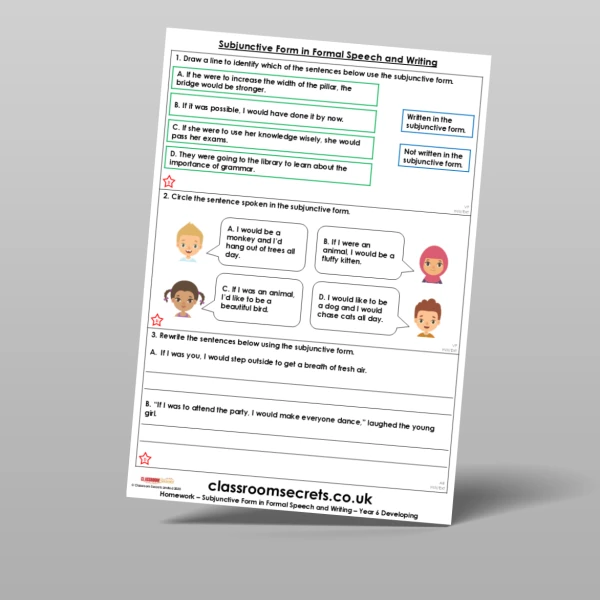 An image of the Subjunctive Form in Formal Speech and Writing Homework Resource