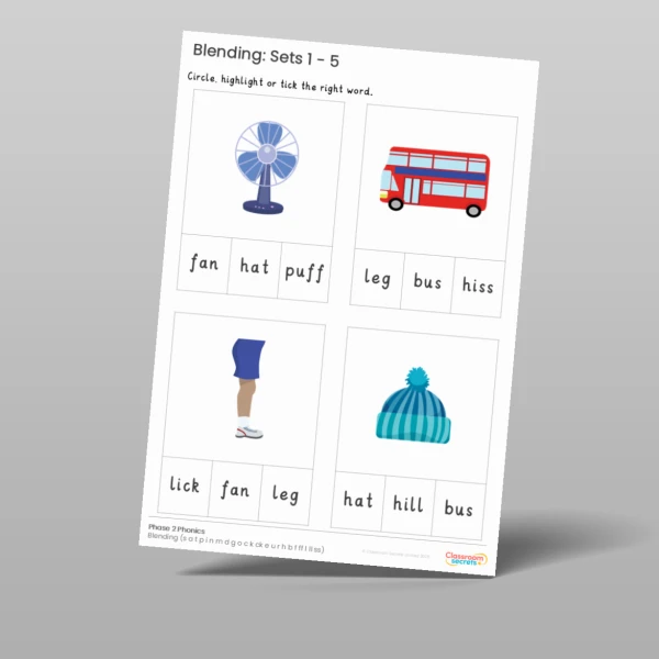 An image of the Phonics Blending Activities: Sets 1 - 5 Resource