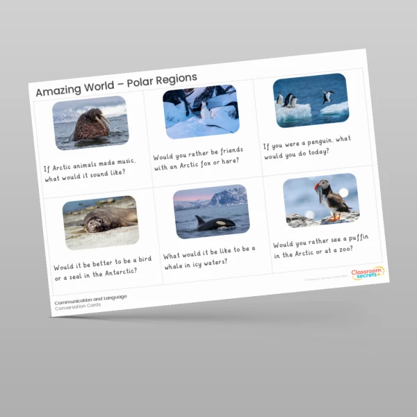 An image of the Amazing World - Polar Regions Conversation Cards Resource