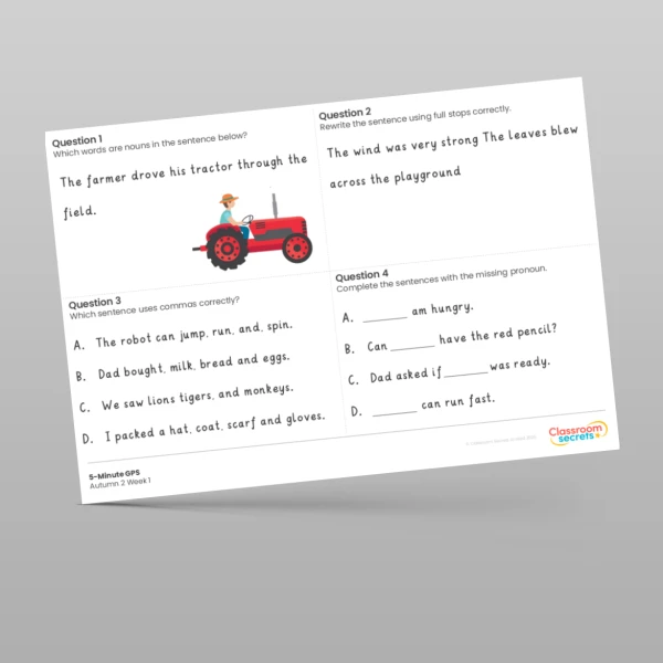 An image of the Free 5-Minute GPS Autumn 2 Week 1 Resource