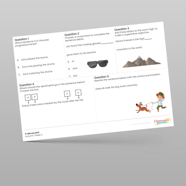 An image of the 5-Minute GPS Autumn 1 Week 2 Resource