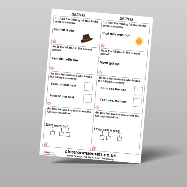 An image of the Full Stops Varied Fluency Resource