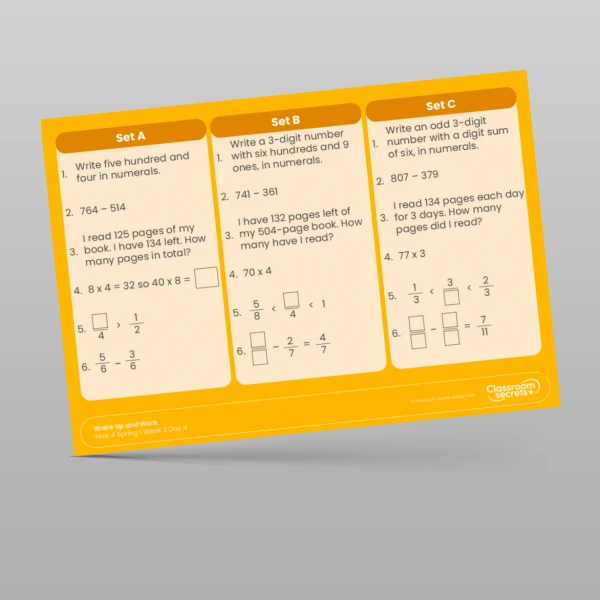 An image of the Spring 1 Week 3 Wake Up and Work Resource