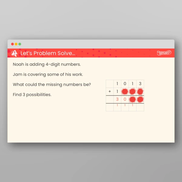 An image of the Add Two 4-Digit Numbers - More than One Exchange Teaching PPT Resource