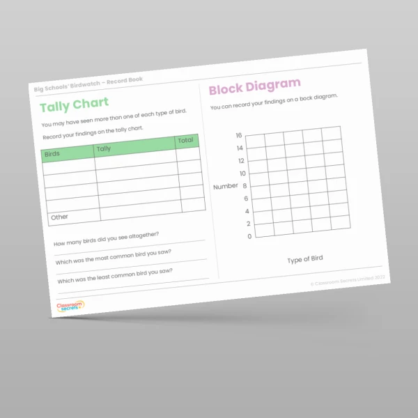 An image of the Big Schools' Birdwatch Record Book Resource