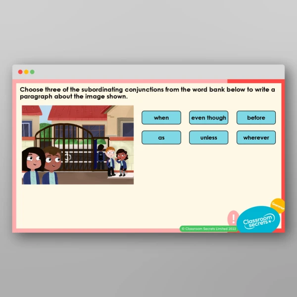 An image of the Consolidating Subordinating Conjunctions Teaching PPT Resource
