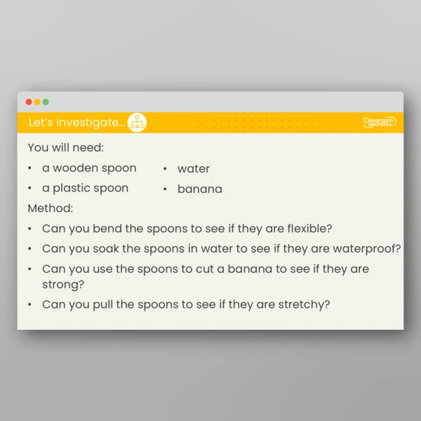 An image of the Lesson 3: Can Objects be Made from Different Materials? Investigation Resource