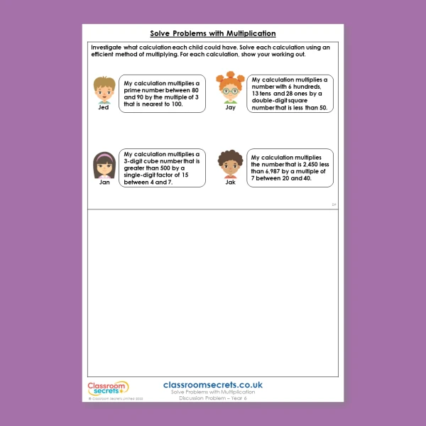 Year 6 Solve Problems with Multiplication Addition, Subtraction, Multiplication and Division Deeper Reasoning Discussion Problem