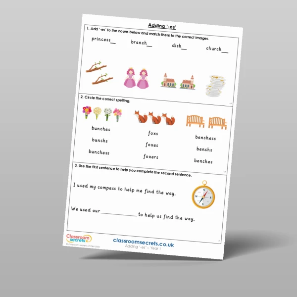 An image of the Adding ‘-es’ Mixed Activity Resource
